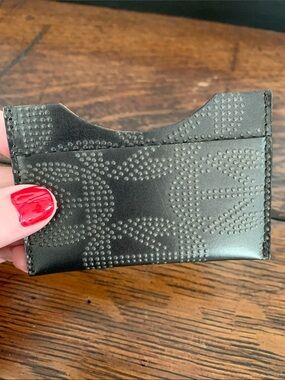 Textured Black Leather Card Sleeve